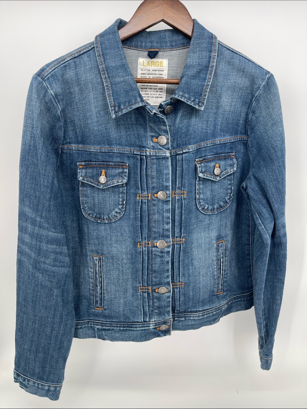 J. Crew Women's Medium Wash Blue Denim Jacket Large